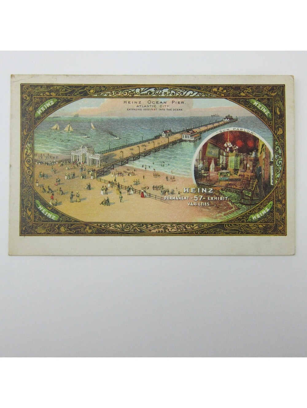 Postcard Heinz Ocean Pier Sun Parlor Atlantic City New Jersey Antique 1909
